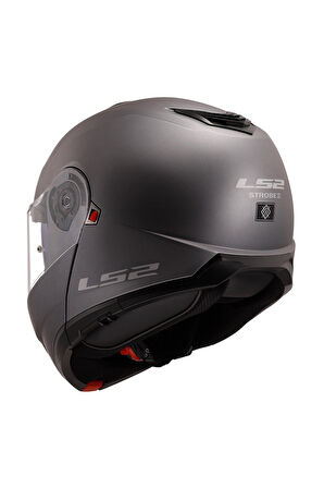 LS2 STROBE 2 CENE ACILIR KASK MAT TITANIUM