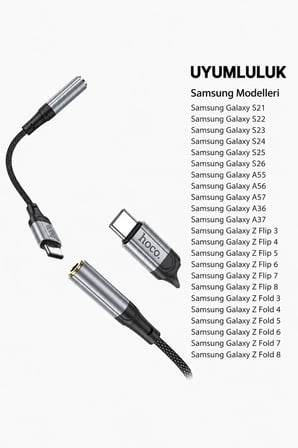 Samsung S24 S25 S26 Ultra/Plus/FE Uyumlu Type C Çevirici Kulaklık Dönüştürücü Type-C 3.5mm