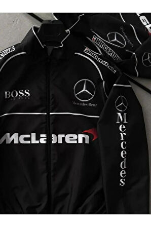 Unisex Paraşüt Kumaş Oversize Dijital Baskılı Siyah Rüzgarlık Yağmurluk Ceket