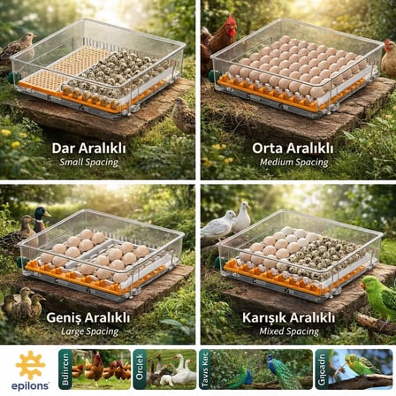 EP100 Kuluçka Makinesi Yeni Nesil Suluk Üstten Havalandırma Sistemli Tavuk Kaz Hindi ve Kuş Türleri 