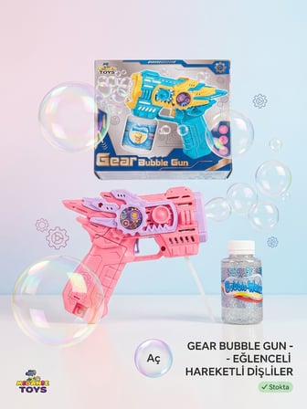Pilli LED Işıklı Köpük Tabancası 15cm – Yoğun Baloncuk Çıkaran Bubble Pembe