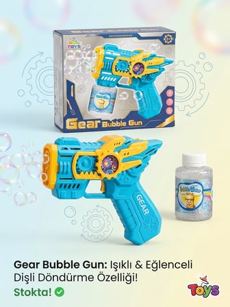 Pilli LED Işıklı Köpük Tabancası 15cm – Yoğun Baloncuk Çıkaran Bubble Mavi