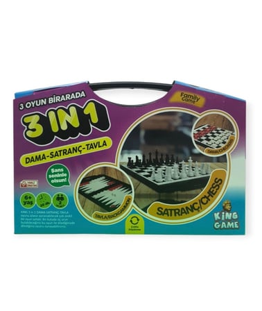 3'ü 1 Arada Çantalı Dama-Satranç-Tavla Zeka ve Strateji Oyunu