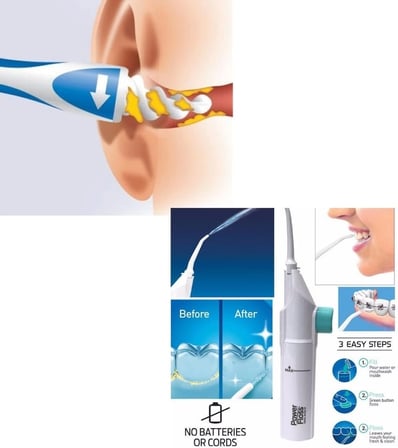 Kulak Temizleme ve Power Floss Mekanik Diş Ve Ağız Temizleme Aleti Seti ( Lisinya )