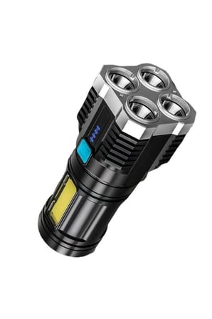 Ultra Parlak El Feneri Usb Şarj 4 Led+Yan Cob Led Taktik Günlük Hayat Kamp Avcılık El Feneri ( Lisin