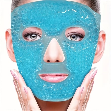 Terapi Jel Yüz Maskesi Soğuk Ve Sıcak Boncuklu Ayarlanabilir Maske (Mavi) ( Lisinya )