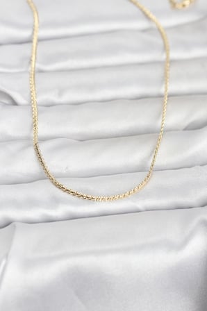 CM 14K Gold Renk Yassı Zincir Model 60 cm Kadın Kolye - Lisinya