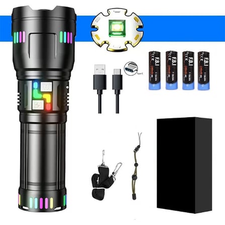 Pro F-3002 Alüminyum TG LED Gece Şeritli Type-C Şarjlı El Feneri ( Lisinya )