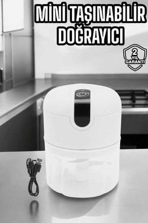 Şarjlı Mini El Rondosu Doğrayıcı Taşınabilir 250 ml Çelik Bıçaklı - Lisinya