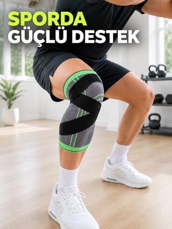 Örme Sporcu Dizliği Ayarlanabilir Çapraz Destek Bantlı Esnek Diz Koruyucu - Lisinya