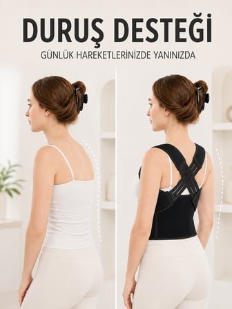 Postür Dik Duruş Korsesi Sırt Destekli Ayarlanabilir Lastikli Bel Korsesi - Lisinya