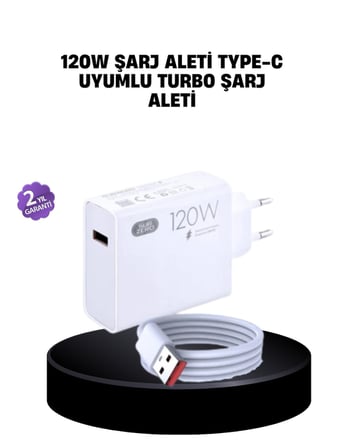 120W Mi Turbo Destekli Hızlı Şarj Cihazı Type-C Uyumlu Akım Korumalı - Lisinya