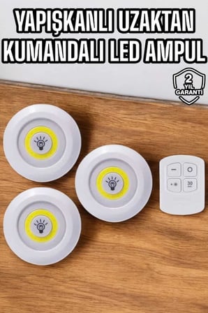 mutfak dolap altı işığı uzaktan kumandalı yapışkanlı kablosuz pilli - lisinya