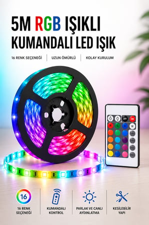 5M RGB Işıklı Her Ortama Uygun Led Işık - Lisinya
