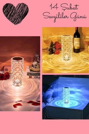 Sevgililer Gününe Özel Romantik Kristal Gece Lambası Sevgiliye Hediye - Lisinya