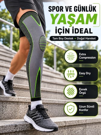 Uzun Kompresyon Diz Destekliği Spor ve Günlük Kullanım İçin Güçlü Destek - Lisinya