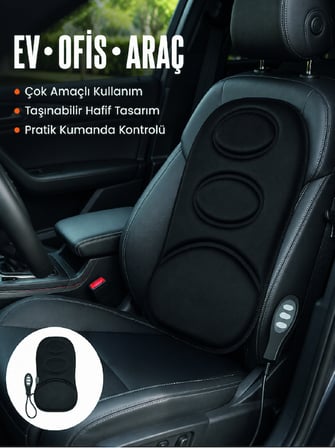 Sırt ve Bel Masaj Minderi Motorlu, Kademeli Şiddet Ayarlı Masaj Koltuğu Pedi - Lisinya