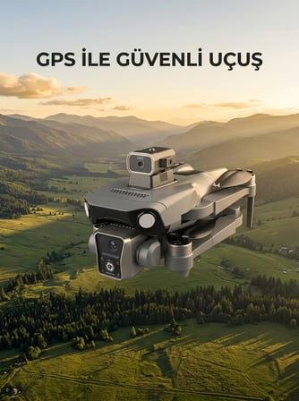 Ekranlı Kumandalı GPS Drone Çift Kameralı Katlanabilir Hava Aracı - Lisinya