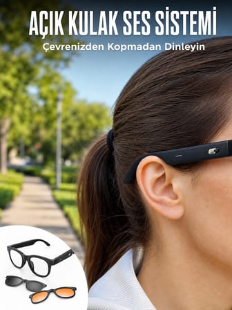 Yapay Zekâ Destekli Akıllı Bluetooth Gözlük Açık Kulak Ses Sistemi Günlük Kullanıma Uygun Hafif Tasa