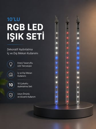 Kayan Yıldız Efektli RGB LED Işık Seti İç ve Dış Mekan Kullanımı - Lisinya