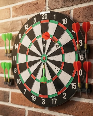 12 İnç Dart Tahtası 4 Adet Metal Uçlu Dart Oku Kolay Montajlı - Lisinya