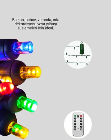 Taşınabilir Pil İle Çalışan LED Işık – 2x2 Metre Perde Modeli - Lisinya