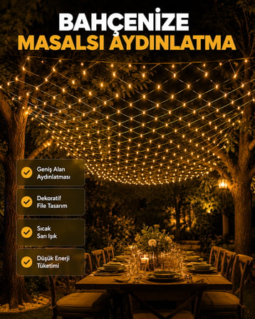 LED File Işık Dekoratif Ağ LED Aydınlatma İç Mekan Balkon Bahçe Süsü Yeni Nesil - Lisinya