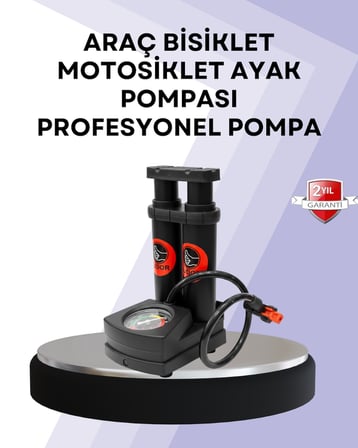 Basınç Saatli Ayak Pompası Bisiklet ve Araç Uyumlu - Lisinya