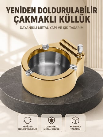 Yeniden Doldurulabilir Çakmaklı Küllük Dayanıklı Yapı - Lisinya