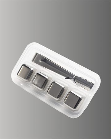 Paslanmaz Çelikten Üretilmiş Metal Buz Küpü Seti ve Buz Klipsi - Lisinya