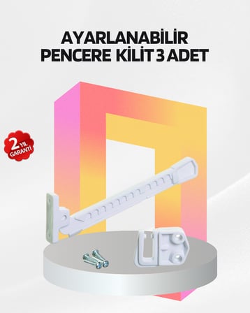 Cam Pencere Güvenlik Kilidi Açılma Sınırlayıcı Aparat 3 Adet - Lisinya