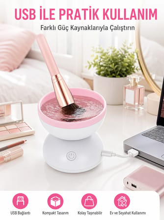 Taşınabilir Elektrikli Makyaj Fırçası Temizleme ve Kurutma Cihazı Yeni Nesil - Lisinya