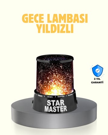 LED Renk Değiştiren Yıldız Projektör Galaxy Efektli Gece Lambası - Lisinya
