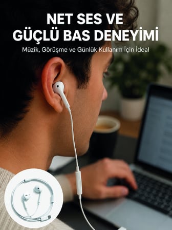 Kablolu Type C Kulak İçi Kulaklık Kristal Netliğinde Ses Kalitesi Yeni Nesil - Lisinya