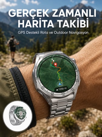 Premium Amoled Akıllı Saat GPS Harita Desteği Bluetooth Arama Sağlık Takipli Yeni Nesil - Lisinya