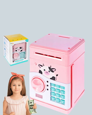 ATM Tasarımlı Pembe Işıklı Sesli Çocuk Kumbarası - Lisinya