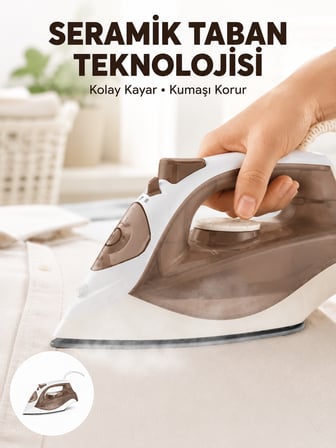 2200 Watt Buharlı Ütü Kahverengi Seramik Taban Şok Buharlı - Lisinya