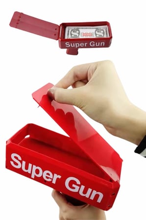 Kırmızı Parti Oyuncağı Para Saçma Fırlatma Tabancası Makinesi Super Money - Lisinya