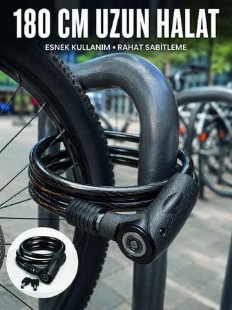 Motosiklet, Bisiklet ve Elektrikli Scooter İçin Ağır Hizmet Tipi Çelik Halat Kilidi - Lisinya