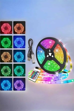 Yeni Nesil RGB Işıklı 10Metre Şerit Led Kumandalı Şarj Edilebilir - Lisinya