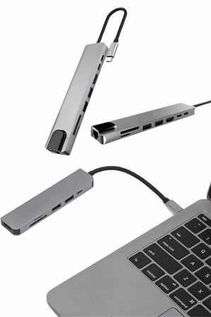 Çevirici Dönüştürücü Adaptör Macbook 3 In 1 Type-C To Hdmı USB 3.0 - Lisinya