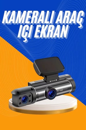 Araç Kamerası Black Box Çift Kameralı Ekranlı Full HD Sürüş Kamerası - Lisinya