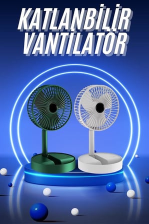 3 Kademe Hız Ayarlı Vantilatör Telefon Standlı Şarjlı Katlanabilir Soğutucu Pervane Yeni Nesil - Lis