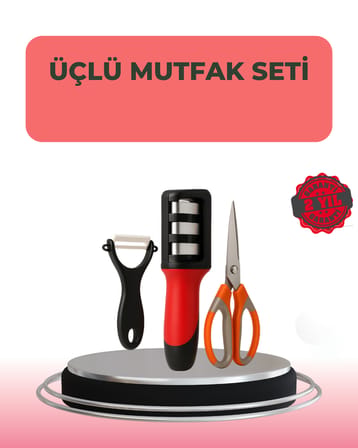 3 Parçalı Çok Fonksiyonlu Mutfak Makas Seti – Paslanmaz Çelik, Ergonomik Tasarım - Lisinya