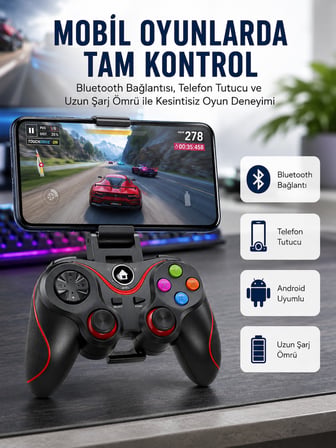Kablosuz Oyun Kolu Bluetooth Joystick Gamepad Android Uyumlu - Lisinya