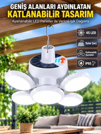 Solar Enerjili Katlanabilir Led Kamp ve Bahçe Lambası - Lisinya