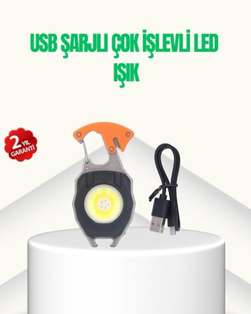Çok İşlevli USB Şarjlı Anahtarlık Fener - Lisinya