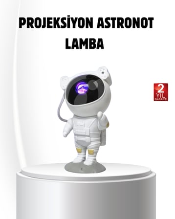 Bluetooth Müzikli Astronot Projeksiyon Lambası Yıldız ve Ay Efektli - Lisinya