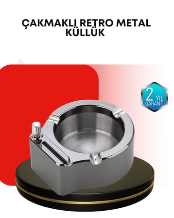 Paslanmaz Çakmaklı Küllük Modern Masa Üstü Aksesuar - Lisinya