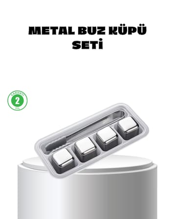 Paslanmaz Çelik Metal Buz Küpü Seti Sulandırmadan Soğutma ve Klips Dahil - Lisinya